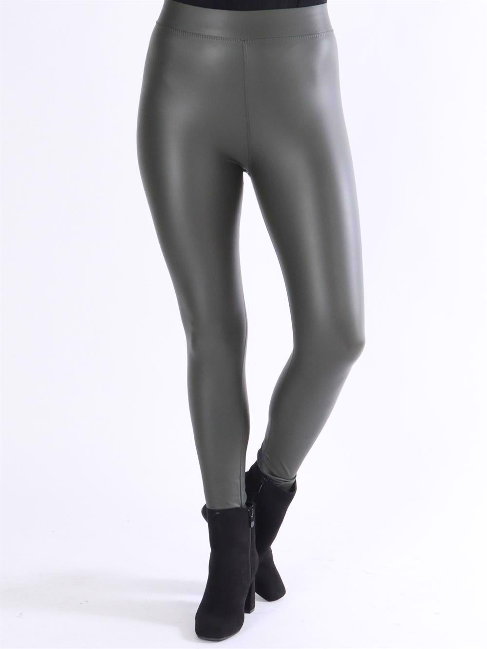 Patricia - Elastiska leggings i läderlook